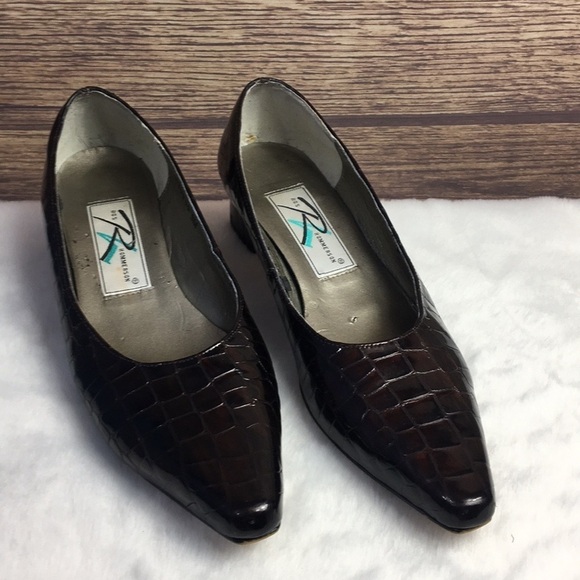 Ros Hommerson Brown size 8 croc Low Heel Pumps shoes corpcore - Picture 2 of 7